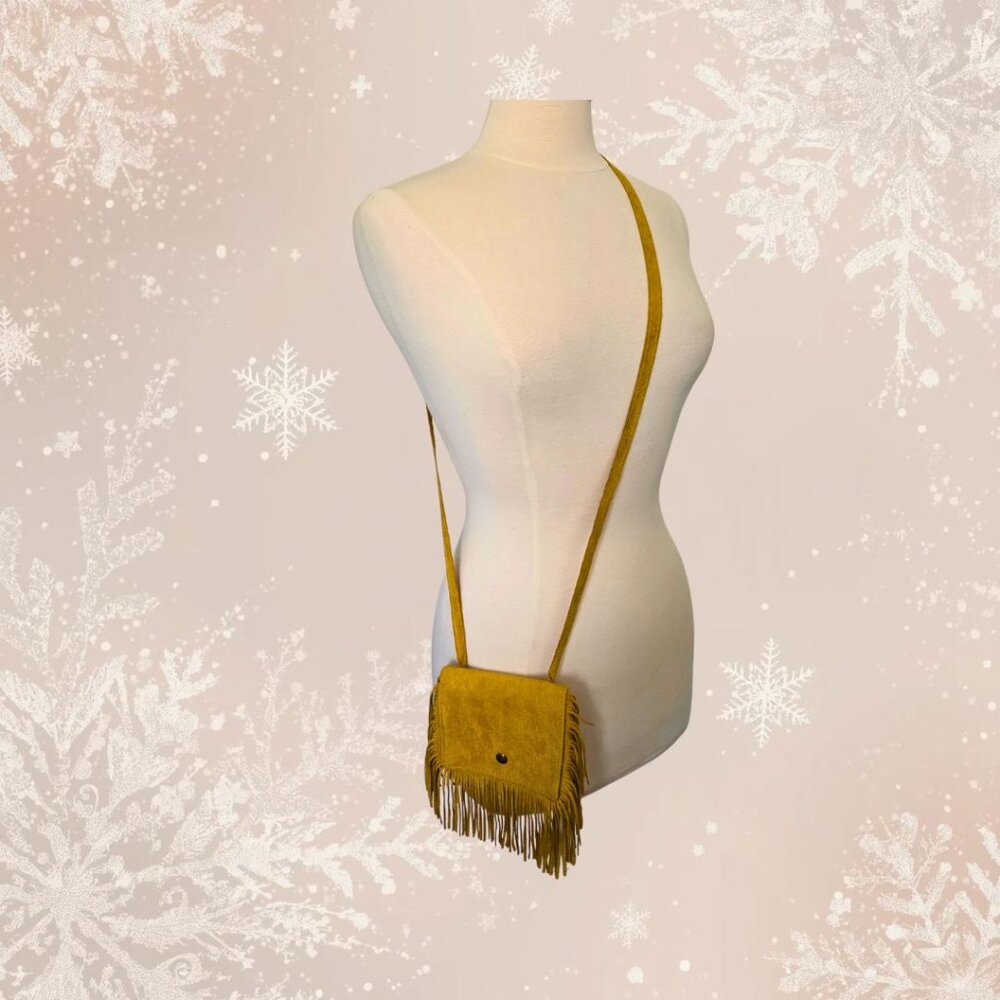 Golden Hour Fringe Crossbody – Mustard Suede Edition